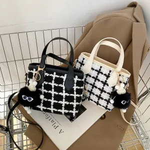 Casual Plaid Vintage Texture Square Bag for Women